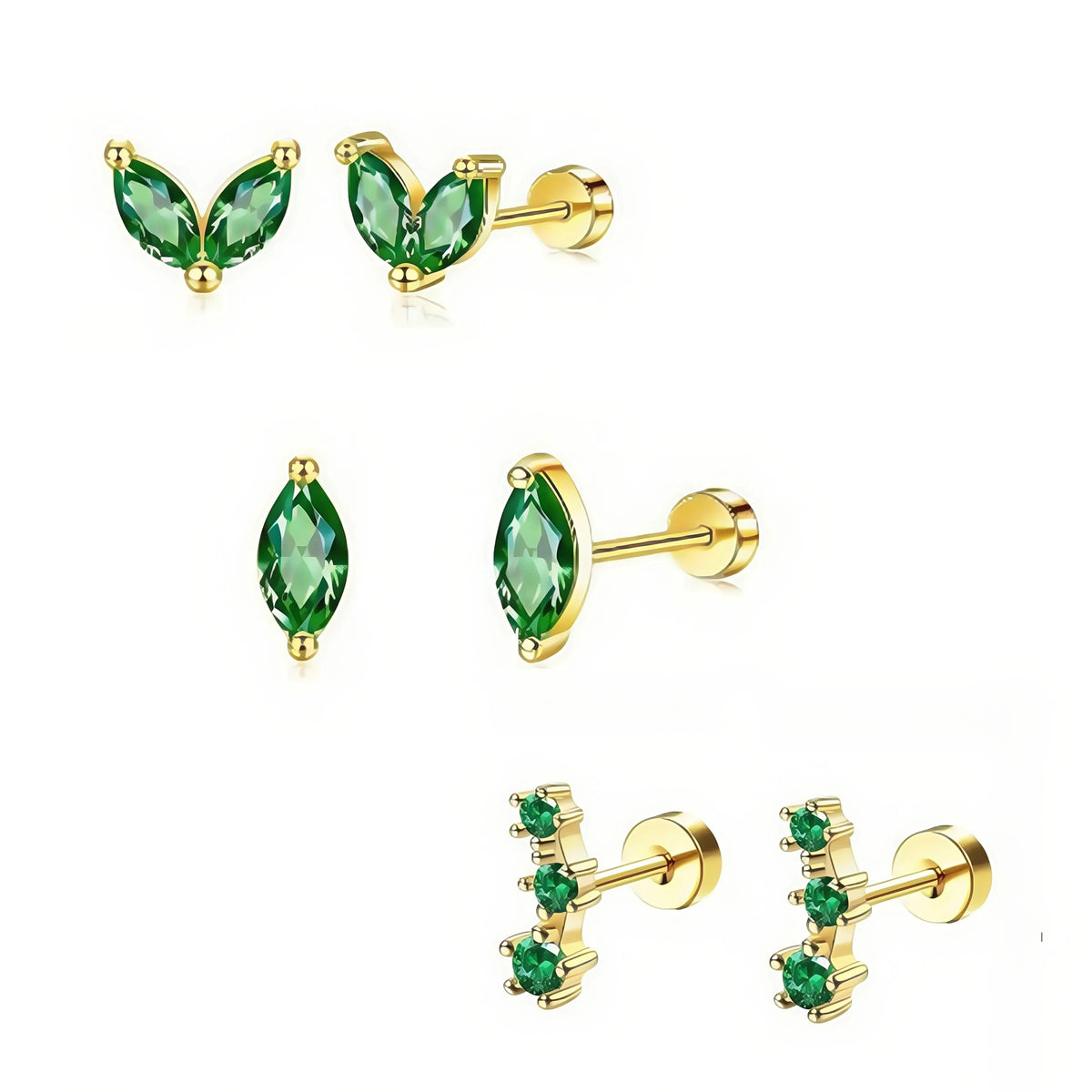 Crystal Dusk Mini Stud Set – Elegant Sparkle for Every Piercing